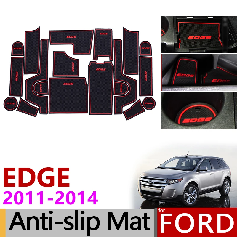 Автомобильный гаджет для Ford EDGE, наклейки на подтяжку лица, аксессуары, 2011, 2012, 2013,, аксессуары, гелевая накладка, резиновый слот для ворот, коврик, подстаканник