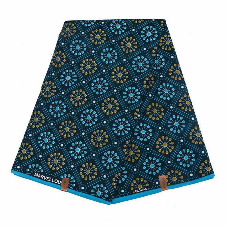 6 ярдов нигерийский батик круг печатных ткань Анкара голландский воск Африканский настоящий шотландский вощеный хлопок для свадебного платья FP6026