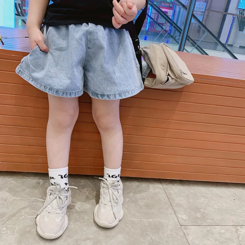 Cong Little Sister Summer New Style Crawler Children‘s Jeans Shorts Girls' Denim Shorts Korean-style Casual Pants