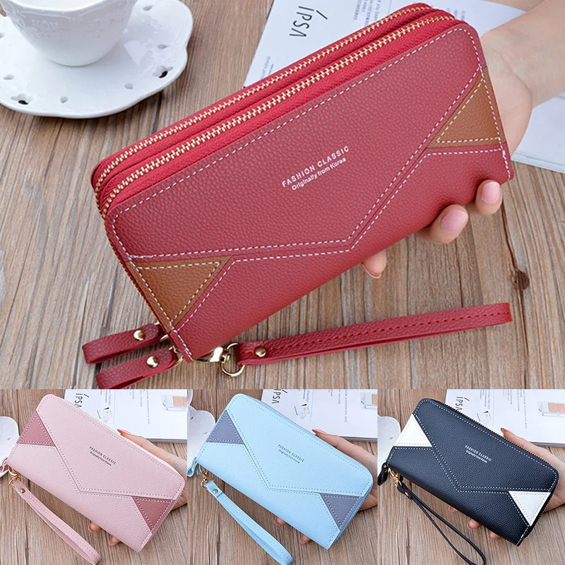 

Geometric Luxury Brand Leather Wallets Women Long Zipper Coin Purses Tassel Design Clutch Wallet Female Money Credit Card Holder