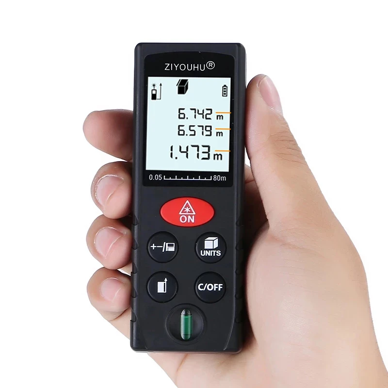 80M Laser Beam Rangefinder Multiple Measurement Modes Electronic Measure Tape Range Finder Vertical Bubble Distance Measurer