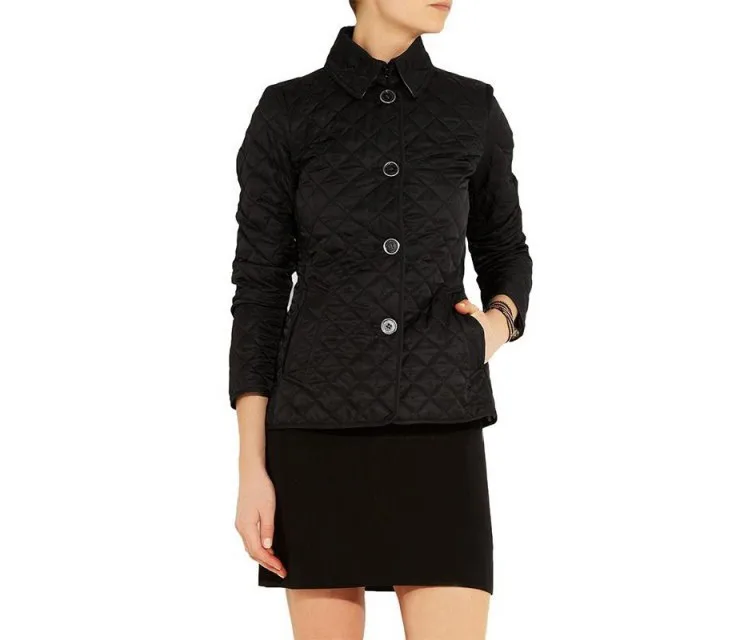 Hot Selling Small Cotton-padded Clothes Fold-down Collar Single Breasted Slim Fit Faux Silk Cotton Coat Quilted Cotton Plai