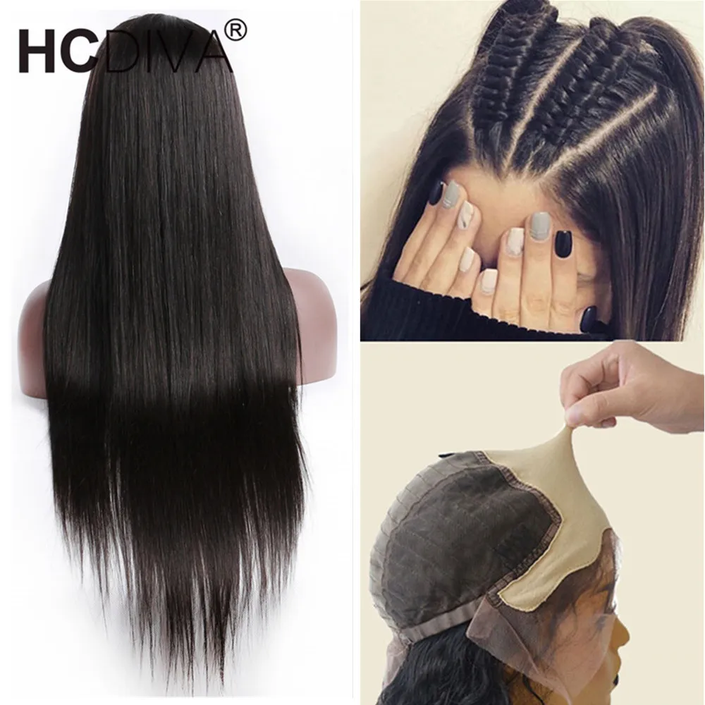 

Fake Scalp Wig Transparent Lace Wig Invisible Bleached Pre Plucked Brazilian 13*4 Lace Front Wig Fake Scalp Remy Human Hair Wig