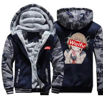 

Japan Anime My Hero Himiko Toga Academ Boku No Hero Print Hoody 2019 Winter Thick Camouflage Warm Fleece Casual Harakuku Jackets