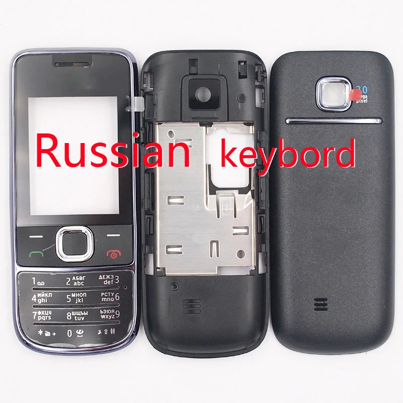 Чехол-накладка для Nokia 2700C 2700, передняя рамка+ средняя рамка+ задняя крышка+ клавиатура на английском, русском и арабском языках, новинка - Цвет: Russian