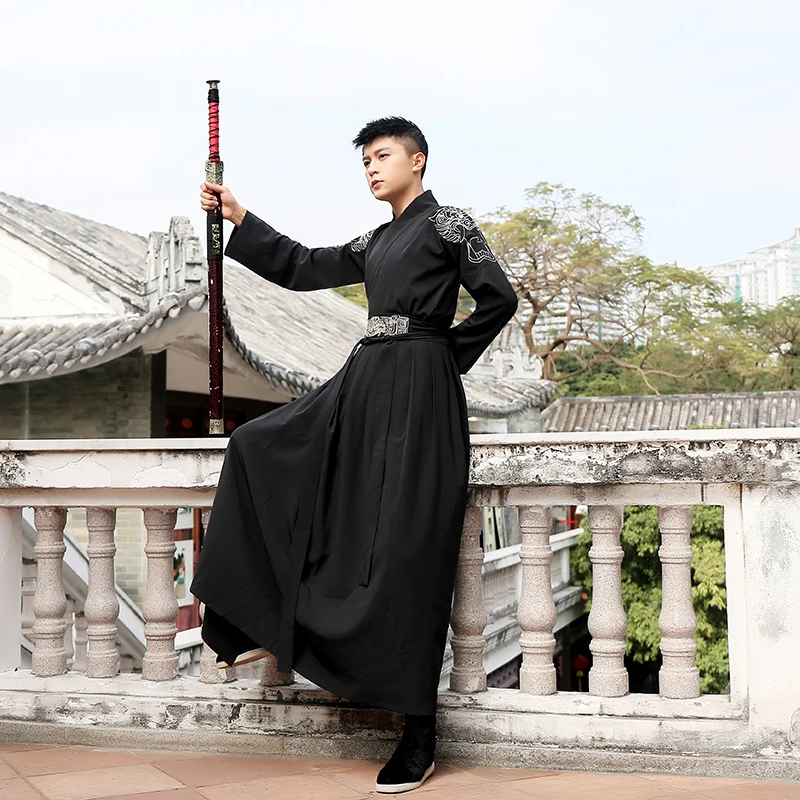 Chinese Ancient Costume Hanfu Dress Traditional Classical Clothing Tang Dynasty Adult Swordsman Robe Men Halloween Costume