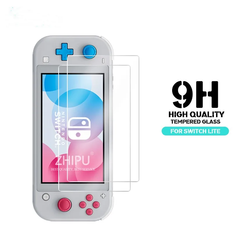 2pcs Glass Film Флип-чехол из искусственной кожи, жесткий чехол для nintendo Switch Lite, игровая консоль, защита всего тела - Цвет: 2pcs Glass Film