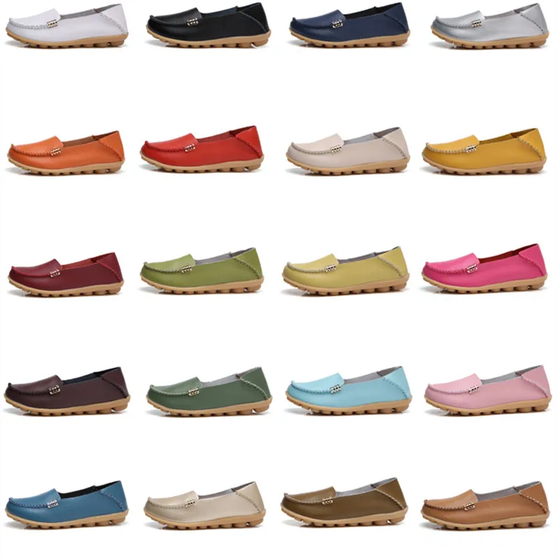 Summer Autumn Women Soft Genuine Leather Breathable Flats Non Slip on Casual Shoes with Round Toe for Mature Ladies Nurse 6