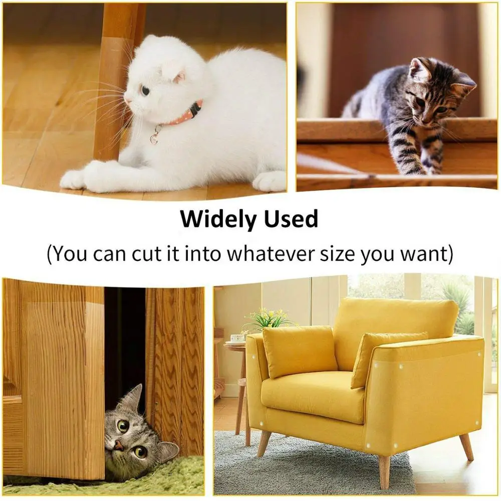 Cat Scratch Deterrent Tape, Furniture Scratch Guards,Pet Anti-Scratch Pads Furniture Protection for Sofa,Door, Walls,Car Seat