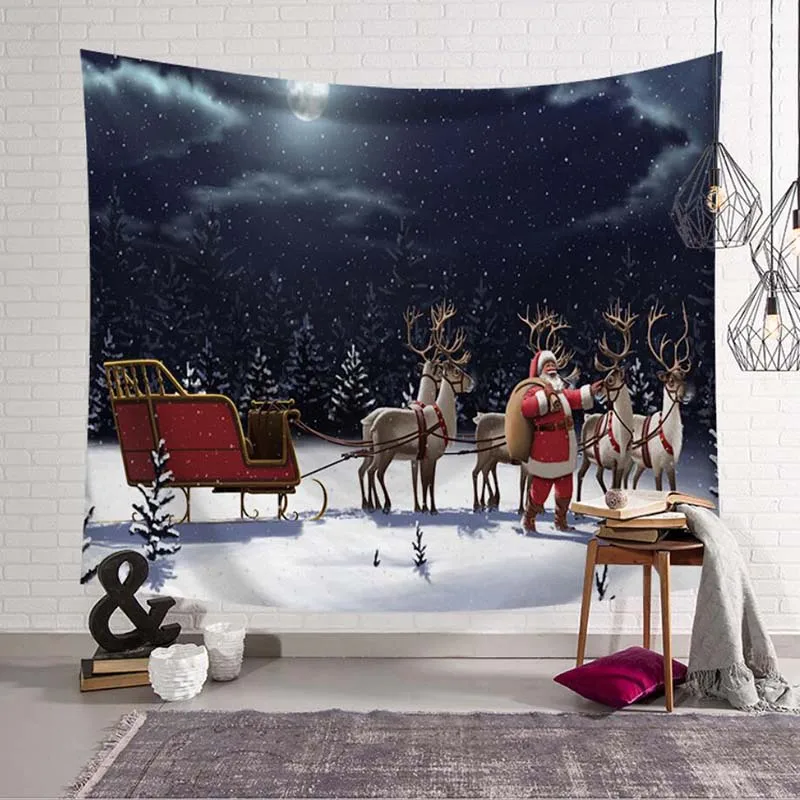 Xmas Party Wall Tapestry 3D Christmas Tapestry Wall Hanging Tapestry Art Carpet Blanket Christmas Home Decoration Bedspread Mat
