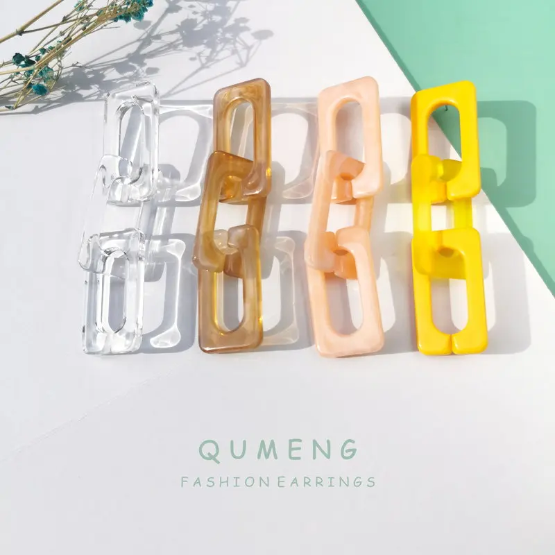 Женские серьги цепочки QUMENG корейские прозрачные длинные из смолы геометрические