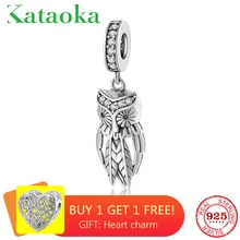 Горячая Распродажа 925 пробы серебро Очаровательная Сова ясные CZ подвески бусины Подходит Пандора Амулеты Браслет с подвесками DIY ювелирные изделия
