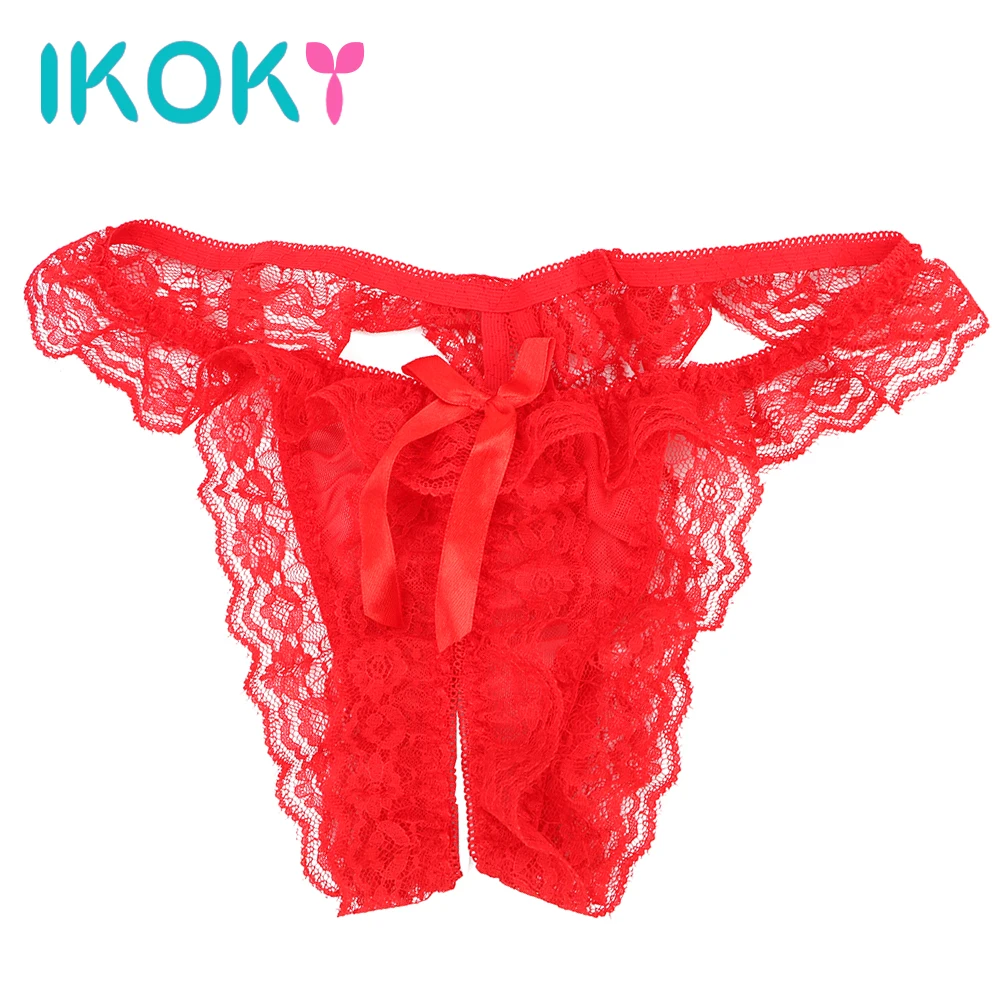 

IKOKY Sexy Opening Crotch Panties Women Lace Thongs Briefs Sexy Lingerie Female Underwear G-string T-back Panties