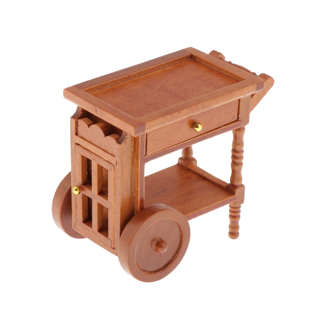 1/12 Miniature 2-layer Dining Food Cart Dollhouse Kitchen Furniture Decor