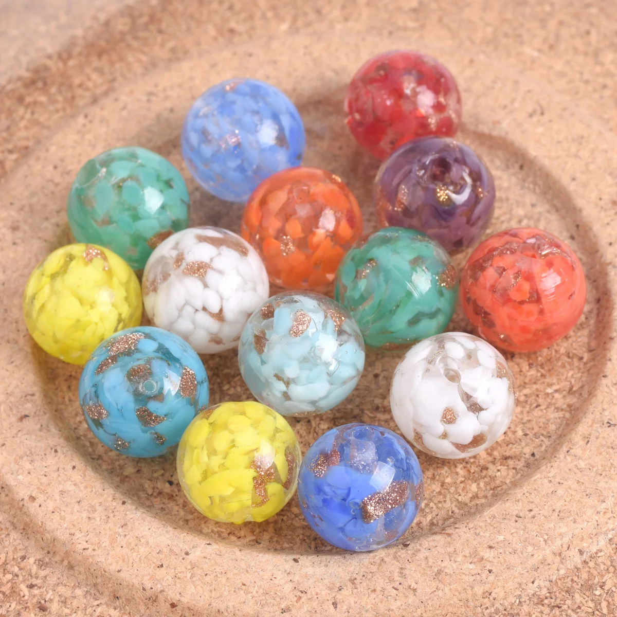アンティーク ビーズ】ガブリガラス ビーズ5個セット 12mm-16mm