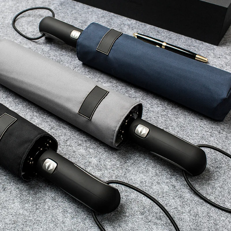 

Fully Automatic Umbrella Men Folding Three Fold Double Extra Large Reinforced Student All-Weather Umbrella Business Advertising