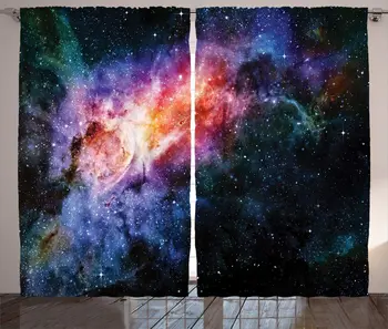 

Outer Space Curtains Deep in Starry Outer Space Nebula and Galaxy in The Universe Celestial Print Living Room Bedroom Window