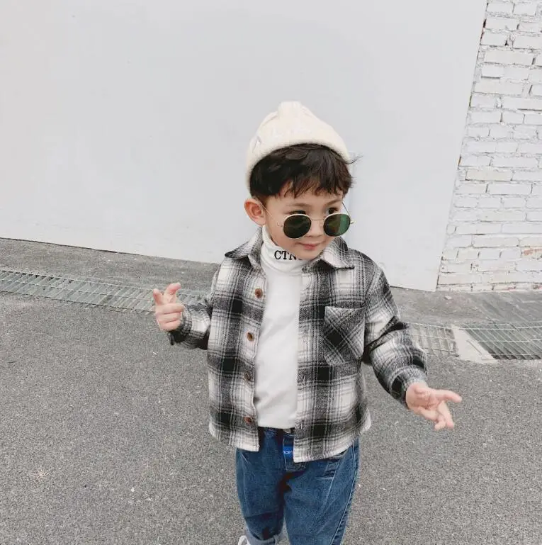 New Style Boys Plaid Thicken Shirt Autumn Winter Fashion Kids Top 1-6t PQ891