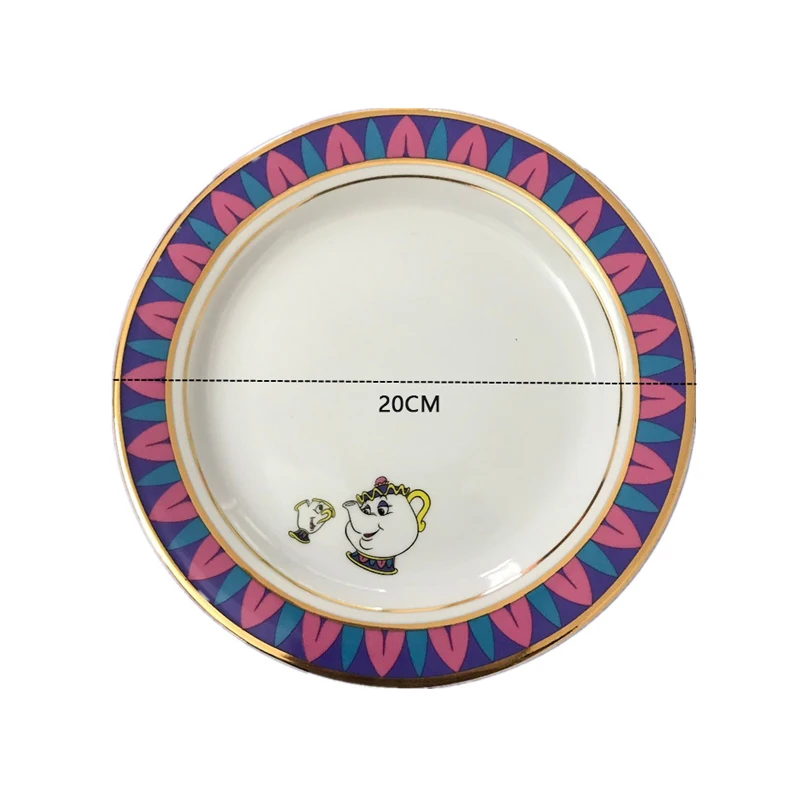 20cm Plate Мультфильм красота и чудовище чай горшок кружка Mrs Potts Чип чай горшок чашка керамика часы когсворт милый креативный Рождественский подарок Быстрая - Цвет: 20cm Plate