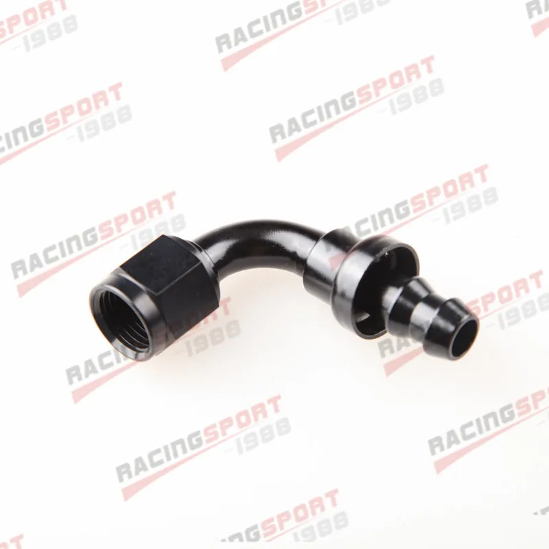 

6AN AN-6 90 Degree Fuel Push-on Hose End Fitting Adaptor Aluminum Black/RED-BLUE