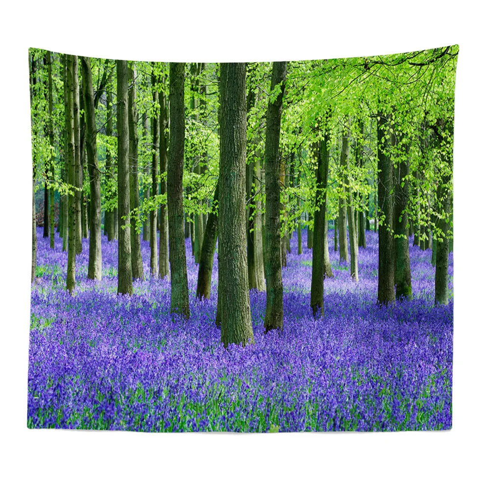 1pcs Landscape Tapestry Purple Lavender Polyester Nordic Home Livingroom Decoration on The Wall Minimalism Beach Sitting Carpet