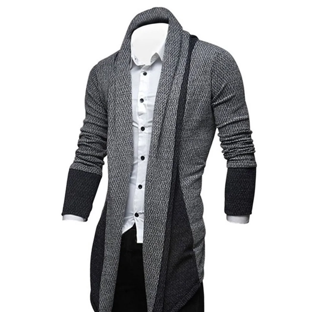 

Winter Patchwork Coats Men Knitted Cardigan Sweater Casual Slim Jacket Plus Size Male Cardigans Pull Homme Autumn A5