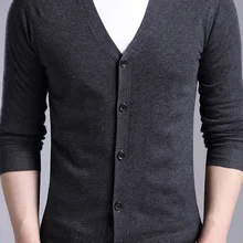 Свитер кардиган мужской весна осень вязаный кашемировый свитер, кардиган Мужская однотонная Классическая Повседневная кардиганы с v-образным вырезом Топ