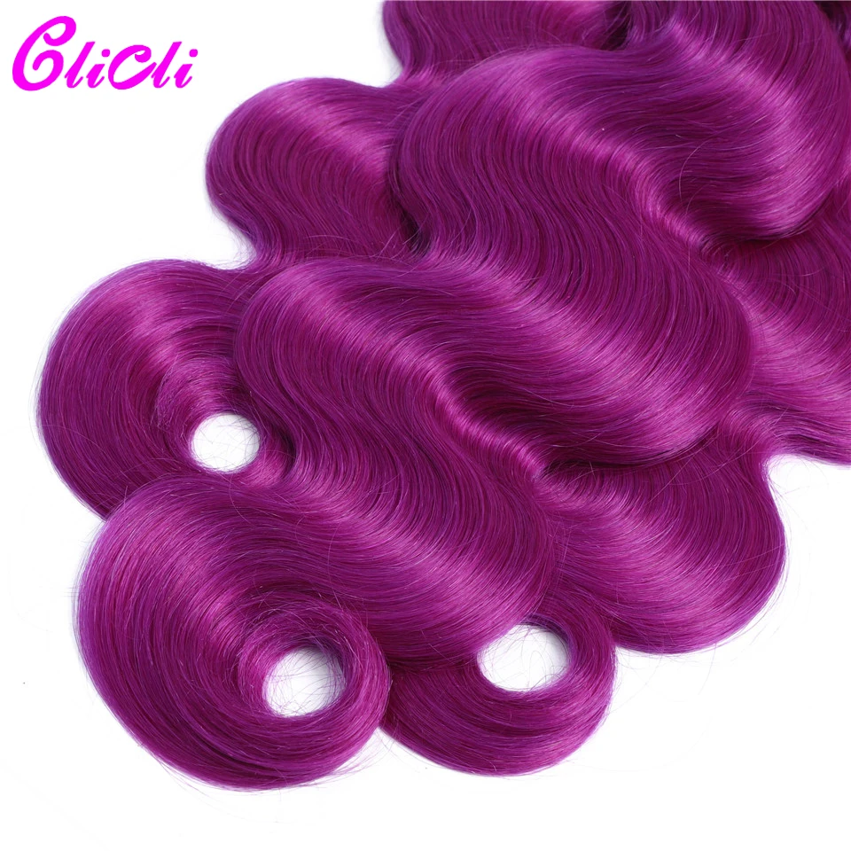 Перуанские объемные волнистые пряди человеческие волосы пряди с закрытием с детскими волосами фиолетовые предварительно окрашенные remy волосы для наращивания CliCli