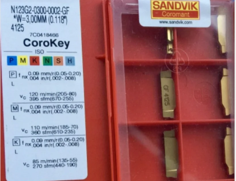 10 шт. вставки карбида N123G2-0300-0002-GF 4125