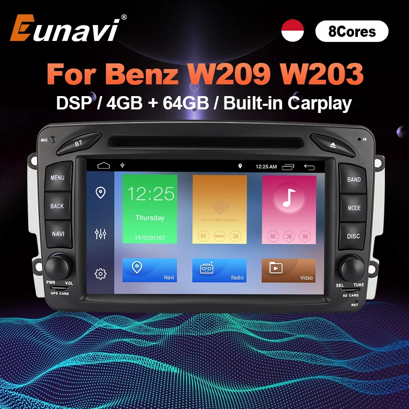 Eunavi 2 Din Android 10 Car DVD For Mercedes Benz CLK W203 W208 W209 W210 W463 Vito Viano 7 inch Screen Car Radio GPS Navigation
