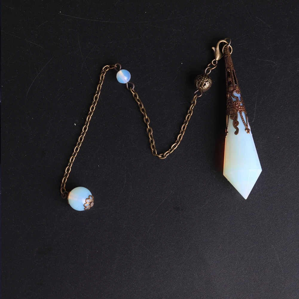 1pcs  Natural Black Stone Facet Obsidian Pendulum for Dowsing Pendant Amulet  Crystal Divination Chakra Necklace Jewelry 6