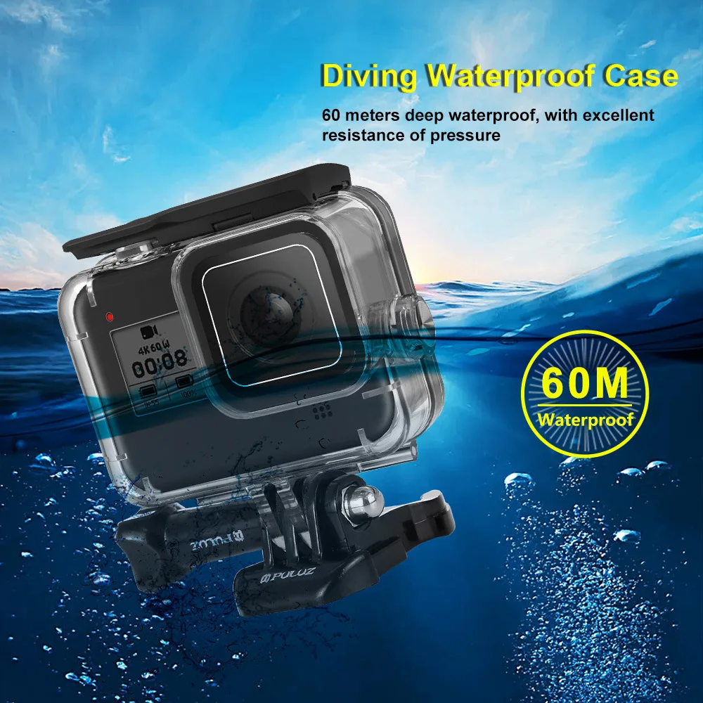 Пылезащитный Водонепроницаемый 60 м глубина GoProHERO8 черный чехол для Go pro Hero8 черный с винтовой пряжкой