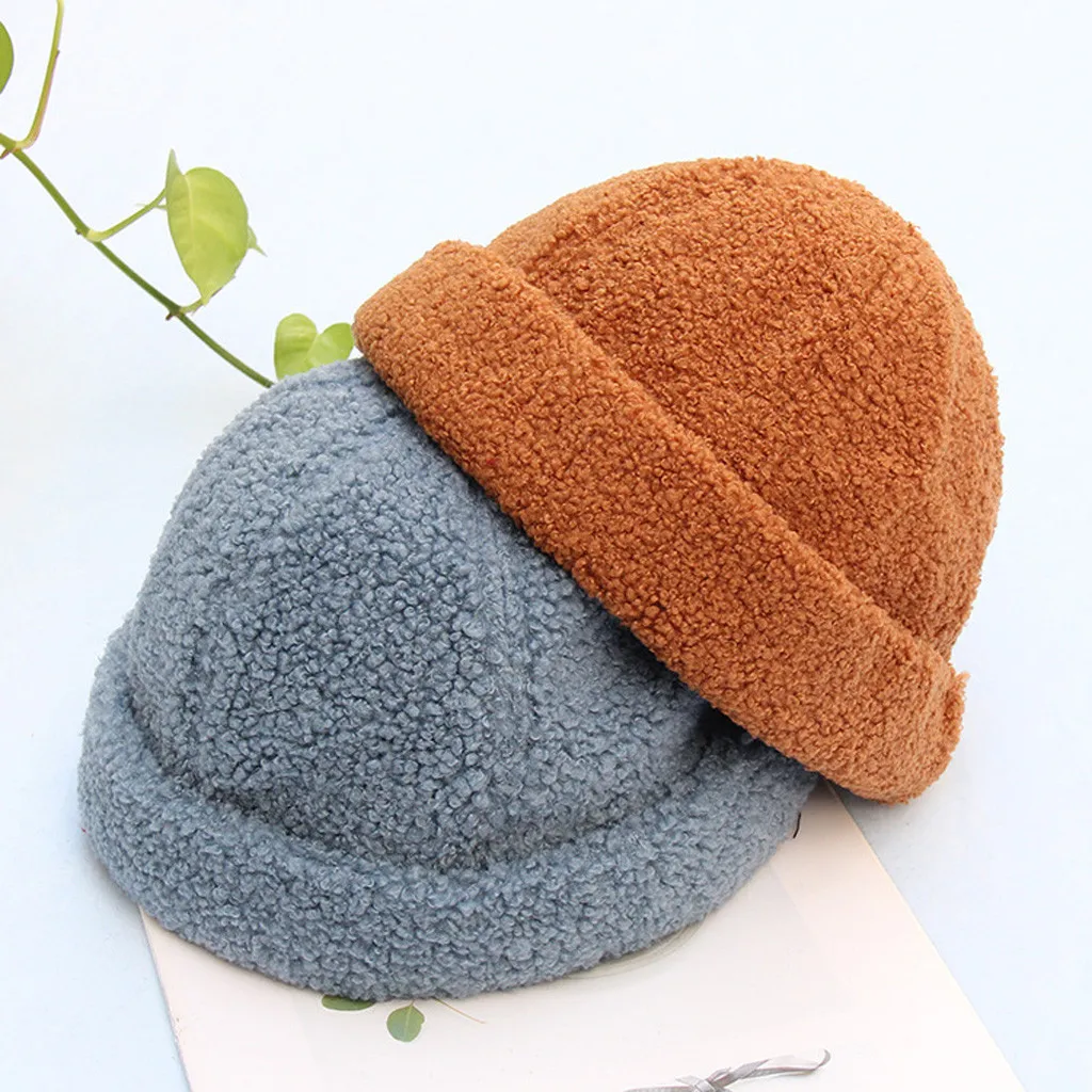 Модная женская одноцветная шапка skullcap, плюшевая теплая шапка, шапка для художника, берет для леди, одноцветная шапка, берет из овечьей шерсти,#30
