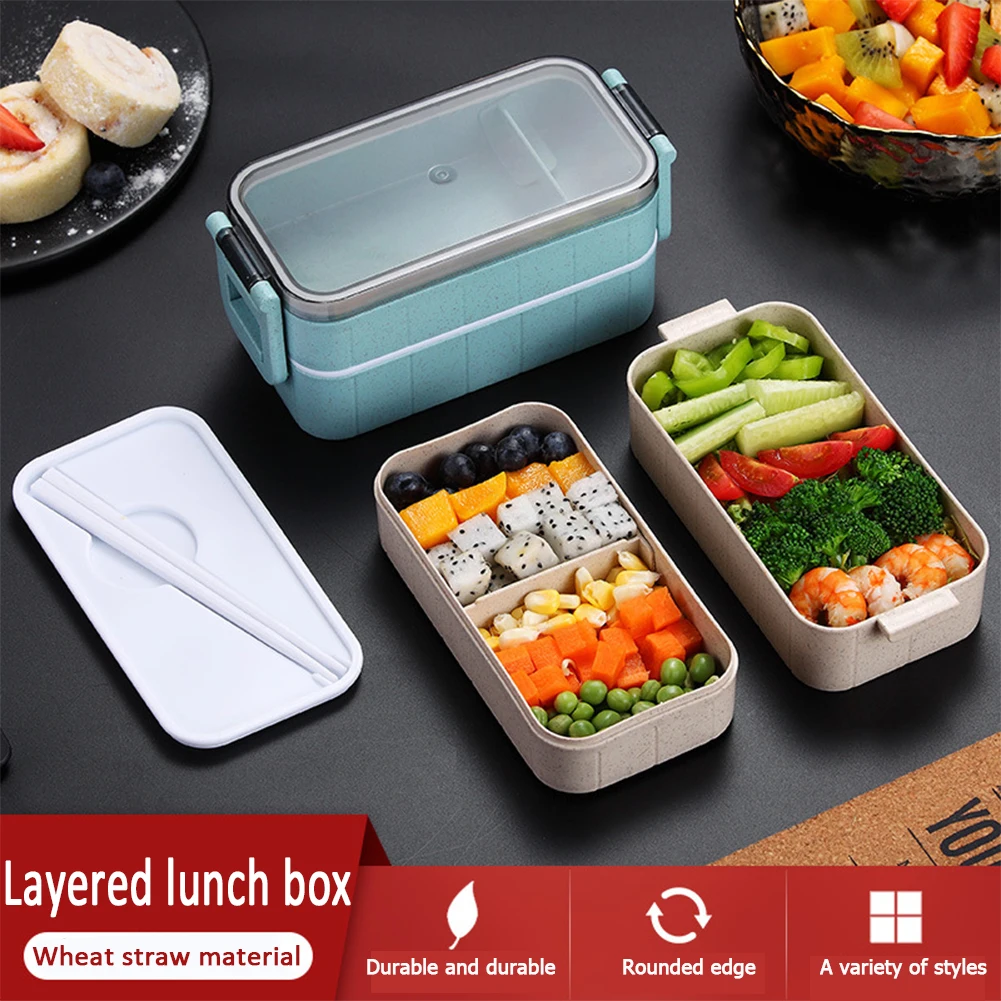 Высококачественная коробка для микроволновой печи Bento из пшеничной соломы, детский Ланчбокс, герметичный Ланч-бокс для детей, школьный контейнер для еды
