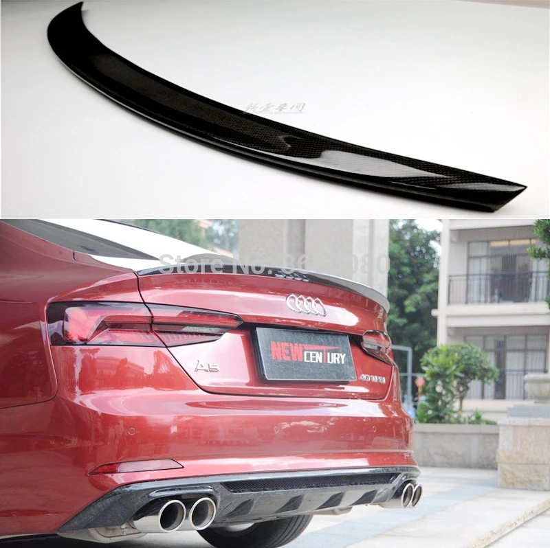 

Car Styling Carbon Fiber Material Rear Roof Spoiler Tail Trunk Wing Boot Lip Molding For Audi A5 4Doors Sedan 2017 2018 2019