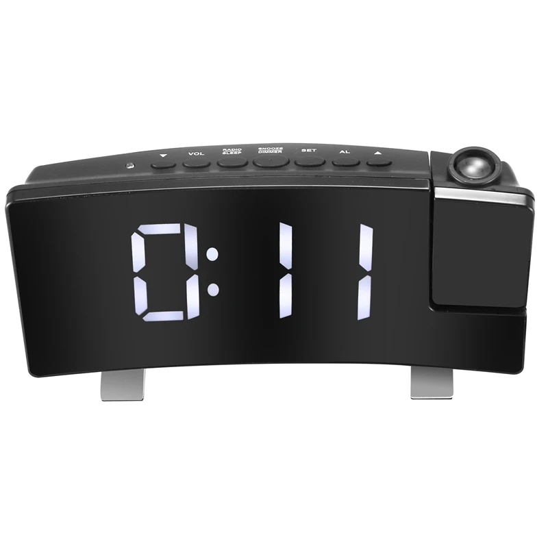 

Projection Alarm Clock, 7 Inch Dimmable LED Curved Screen Digital Clock, FM Radio Alarm Clock, Adjustable Ceiling Sleep Timer fo