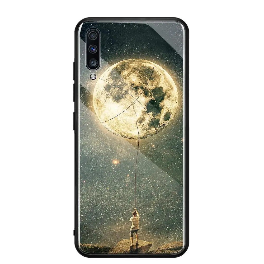 Закаленное Стекло чехол для samsung Galaxy A70 A50 A30 A20 A10 S10Plus S9 S8 Note10 Note9 Note8 A750 чехол противоударный мягкий край крышки - Цвет: 12