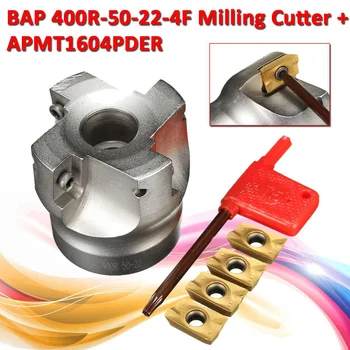 

Clamped CNC High Carbon Steel Right-Angle End Mill Precision Face Milling Cutter BAP400R-50-22 + 4Pcs APMT1604 Inserts + Spanner