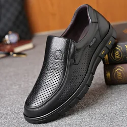 Men's Premium Genuine Leather Soft Loafers with Anti - Slip Sole - 45 (Breathable Black)