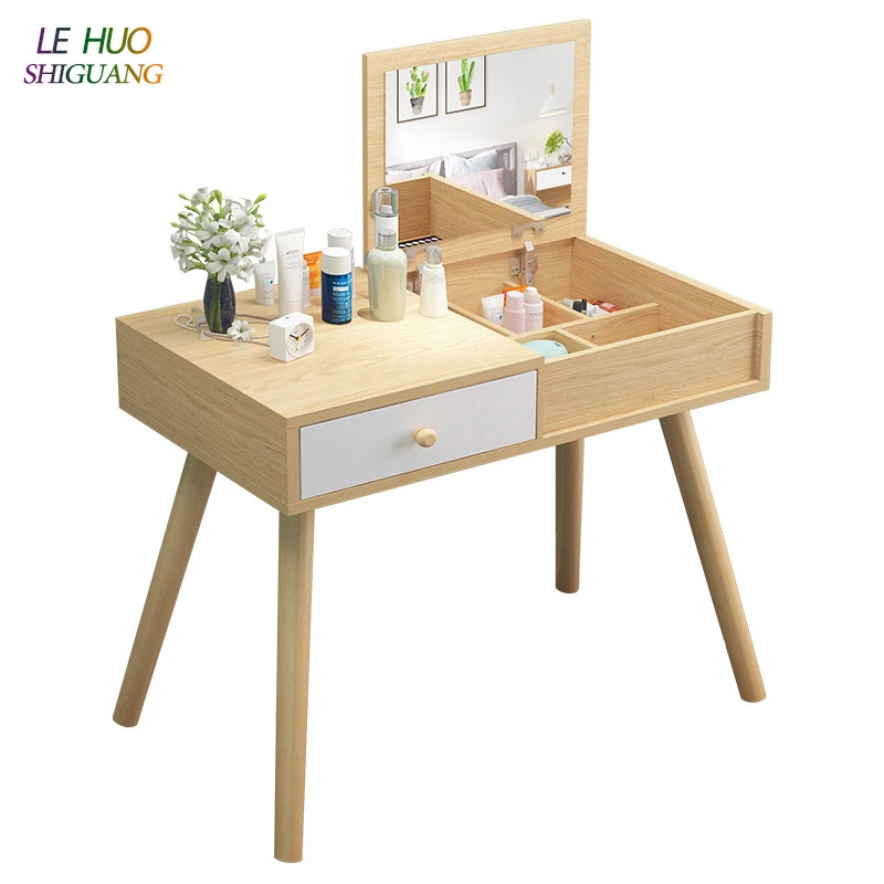 

Dressers Wooden Mirror Dressing table Cosmetic Organizer Makeup Storage Cabinet Simple Vanity Fashion for Bedroom Furniture