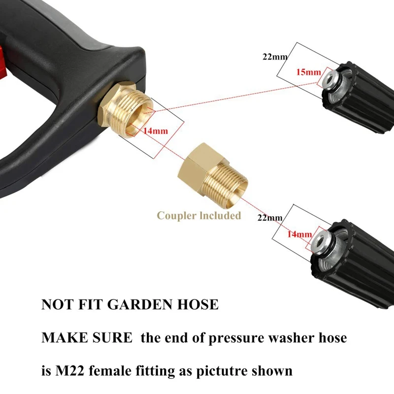Пистолет-распылитель высокого давления, запасная удлинительная палочка, Регулируемый пистолет для мойки под давлением, резьба M22 14, M22 15