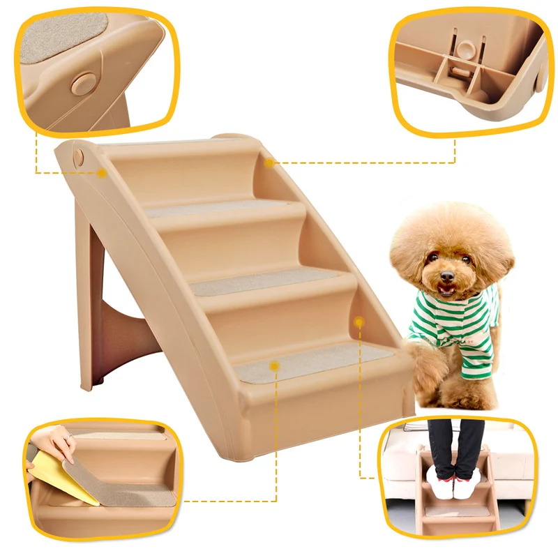 4 Steps Pet Dog Stairs Folding Strong ABS Cat Ramp Indoor Outdoor With Built-in Safety Features Puppy Cat Climbing Ladder PT0166 (16)