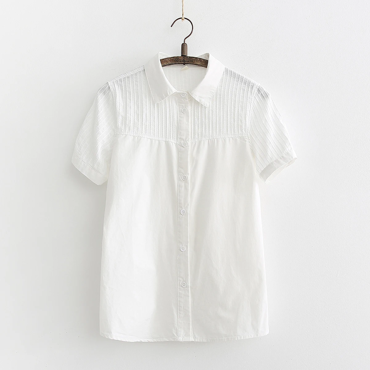 cotton white shirts for women 2020 summer new turn-down short-sleeved slim office lady all match work shirts outwear coat tops