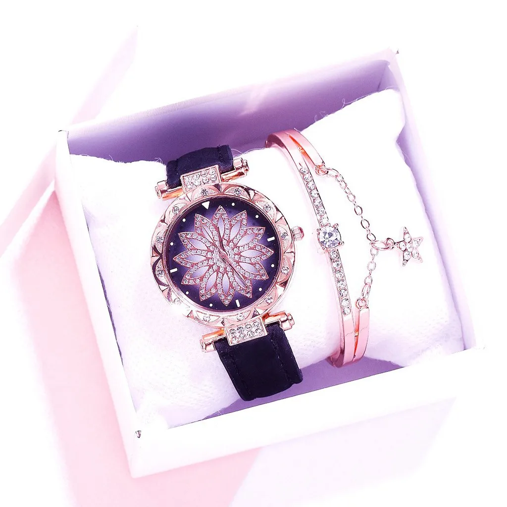 

DUOBLA Women Watches Luxury Fashion Star Flowers Belt Ladies Bracelet Quartz Watch Gift Brand Elegant Waterproof Wristwatches