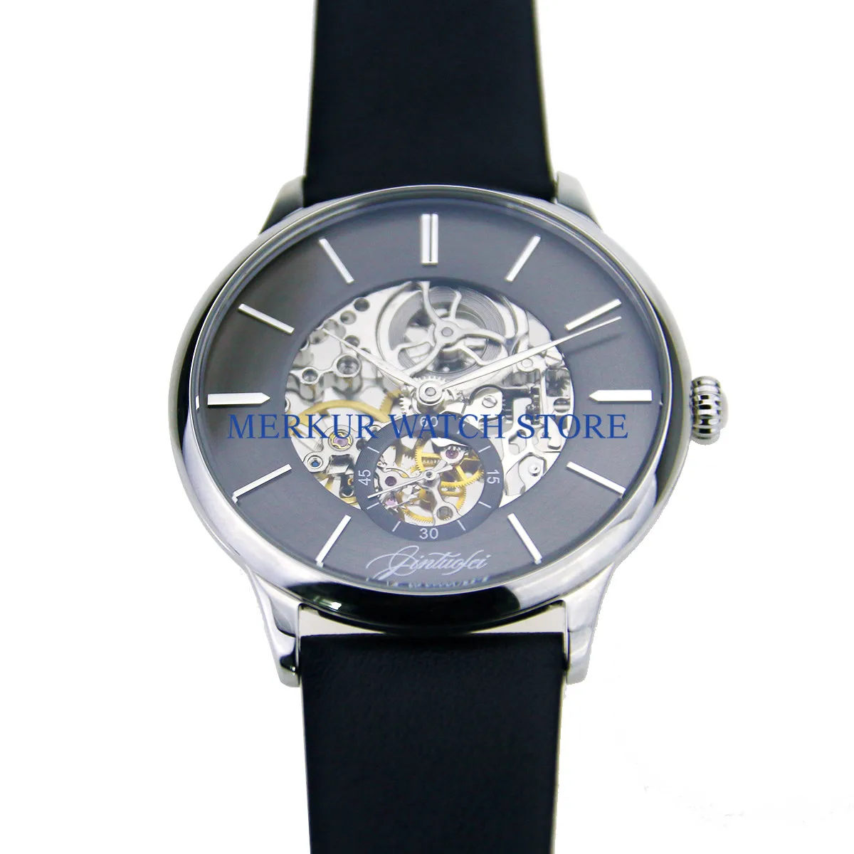 Mens watch TianJin movement St17 Handwinding Mechanical Dress Ultra Thin Skelenton Jintuofei | Наручные часы