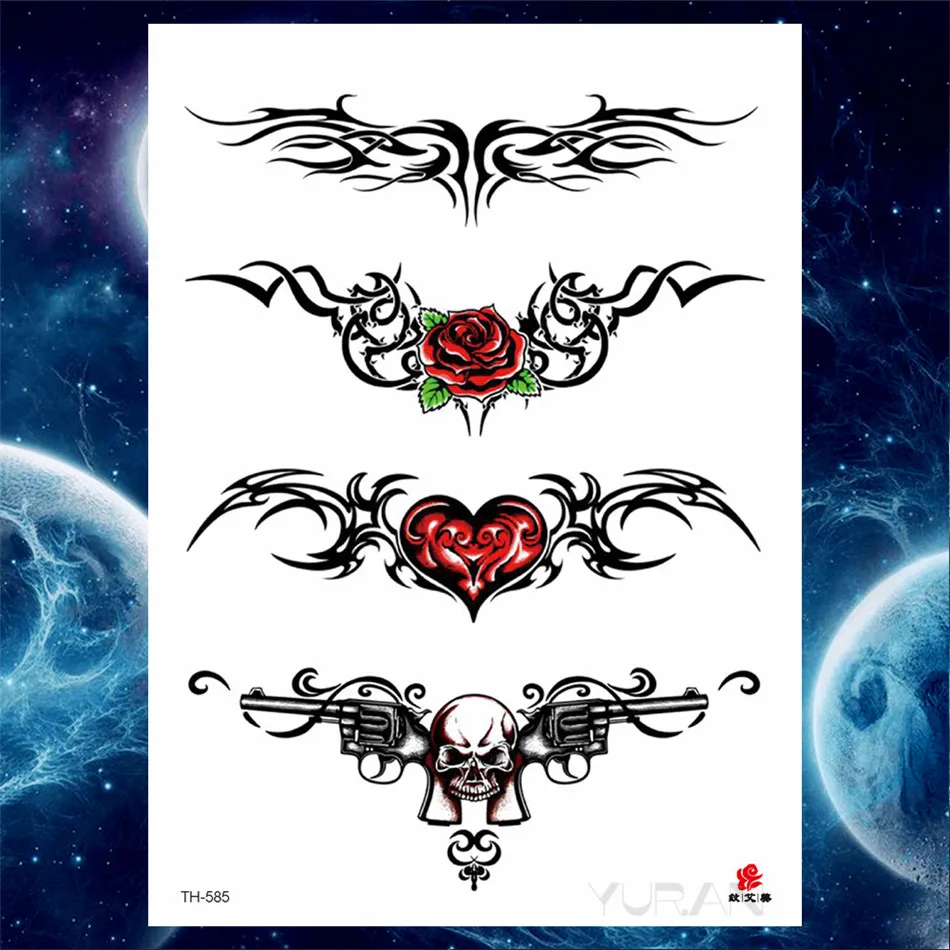 Girls Bracelet Chains Rose Tattoo Stickers Butterfly Body Arm Totem Tattoos Temporary Women Wrist Sexy Black Fake Tatoos tattoo sticker temporary tattoos