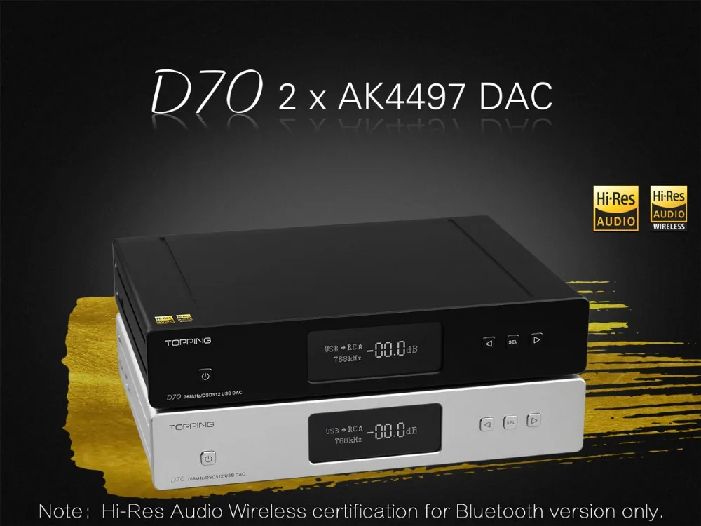 Topping D70 2* AK4497 полный сбалансированный Bluetooth DAC AK4118 приемник XMOS XU208 DSD512 Встроенный 32 бит/768 кГц Hi-Res аудио