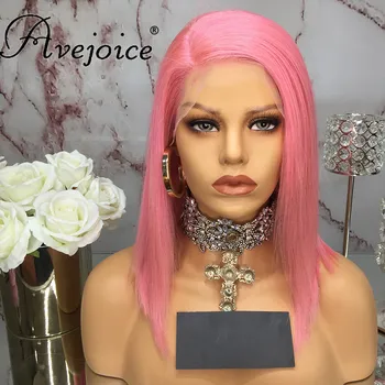 

AVEJOICE Indian Pink Short Bob Wig For Black Women Human Hair Wigs Pink Color Pre Plucked 100% Human Hair Lace Front Wig