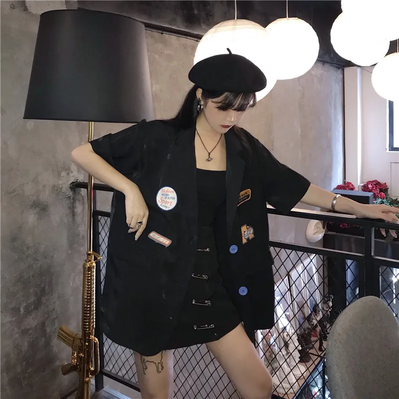 Photo Shoot Korean-style Loose-Fit Mid-length Mixed Colors Design Embroidered Applique Thin Online Celebrity Suit Jacket Women's