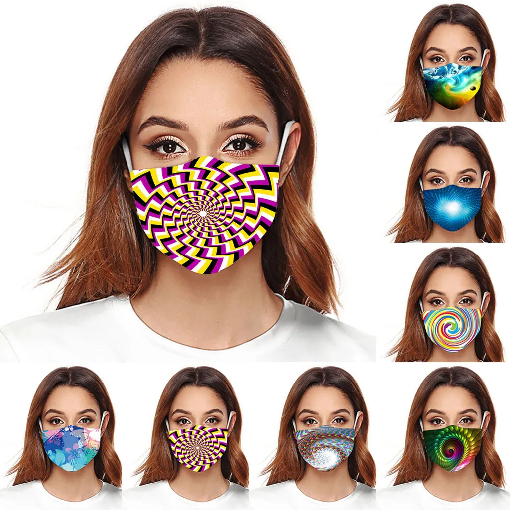 Маска для лица с модным принтом дышащая моющаяся Цветочная печать многоразовая